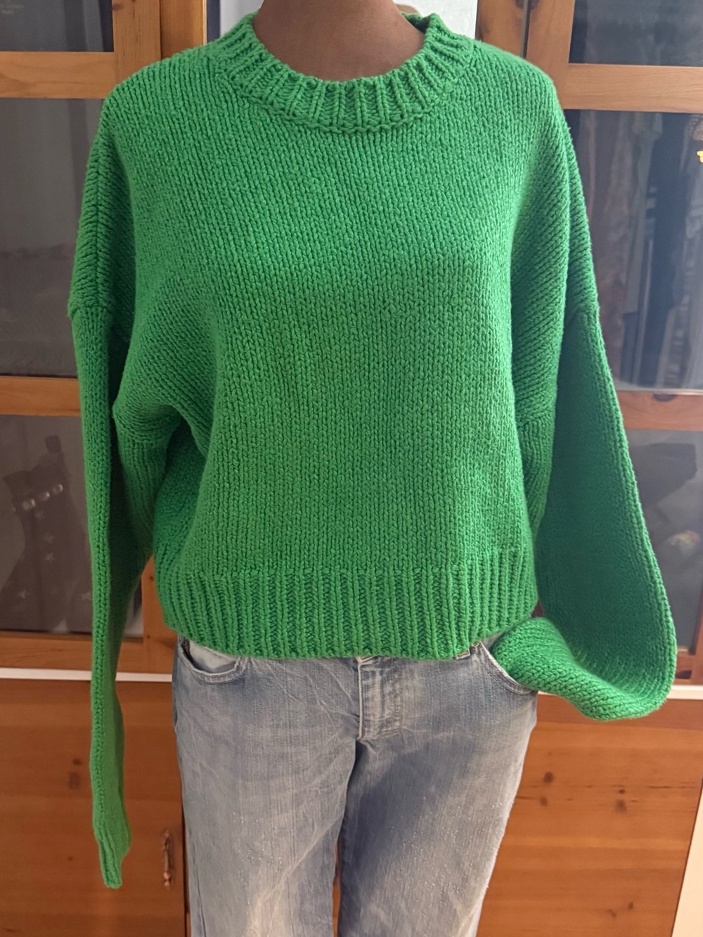 Frame Denim Bright Green Crewneck Sweater
